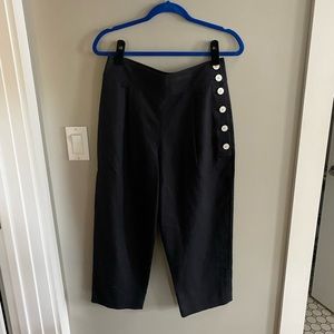 Navy blue linen culottes with buttons